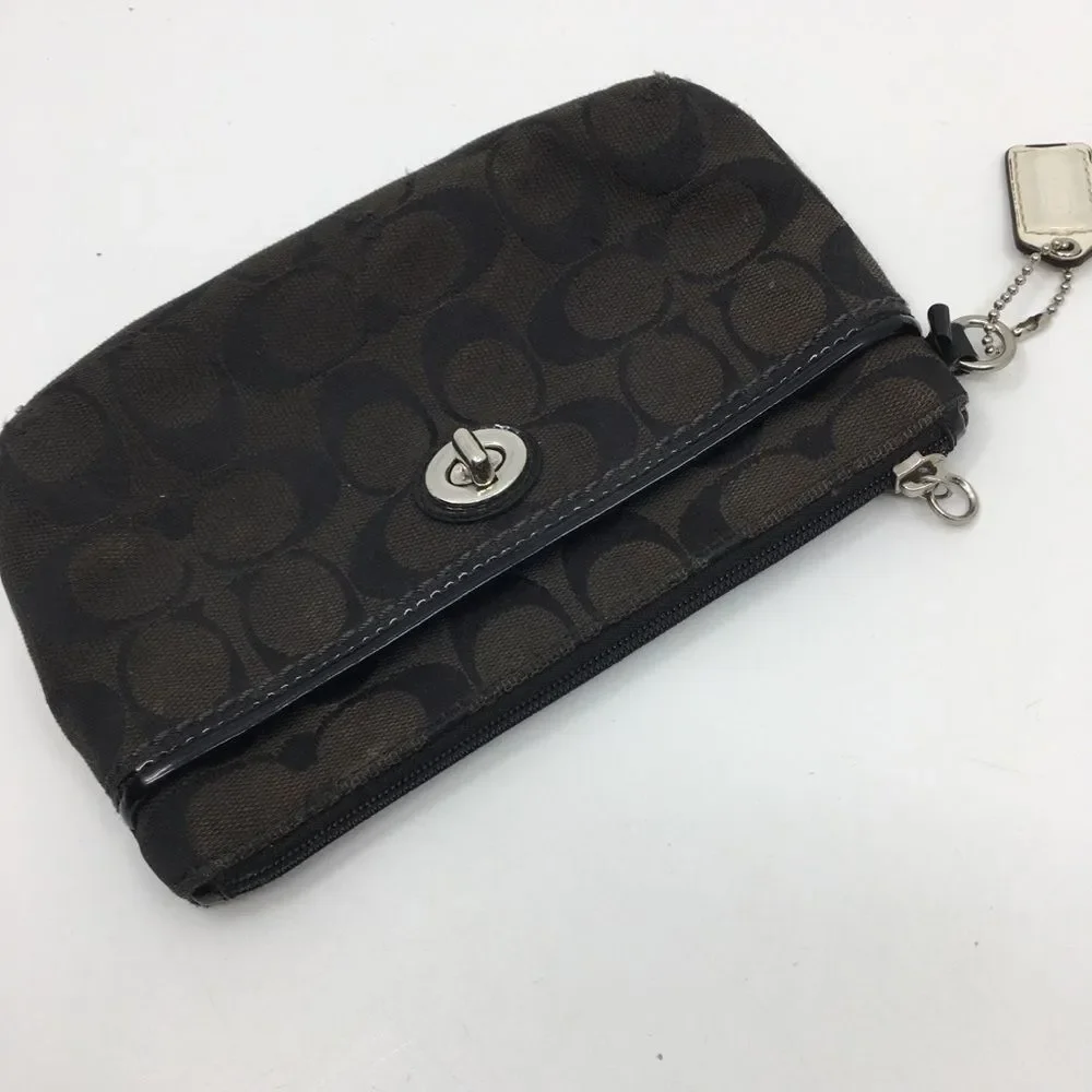 Coach PROJECT Signature Jacquard Turnlock Wristlet Pouch Black
